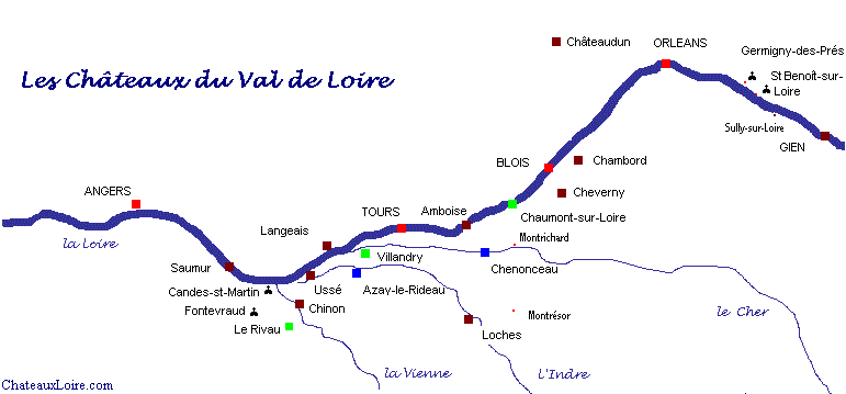 carte chateaux loire